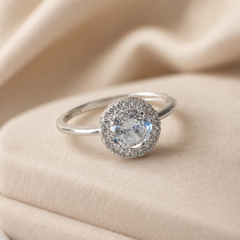 Anel Solitário Aurora Diamante Cristal – Alta Joalheria Feminina