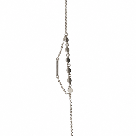 Pulseira Feminina Prata com Discos e Barra Retangular