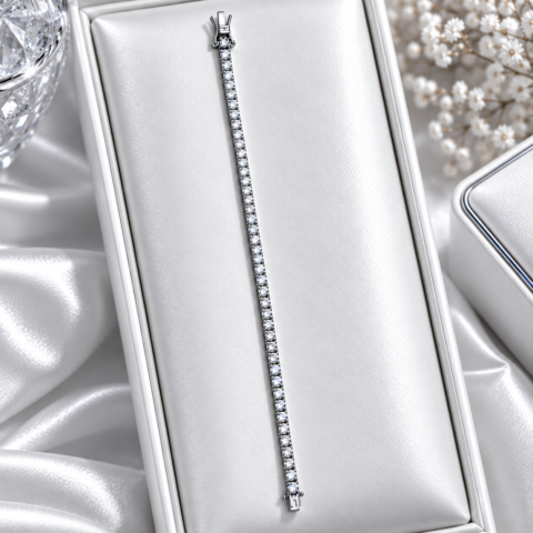 Pulseira Riviera de Moissanite em Prata 925