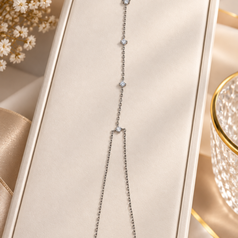 Pulseira de Mão com Moissanite em Prata 925