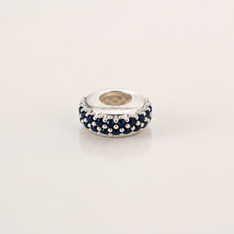 Berloque Prata 925 Elo Duplo com Corrente de Segurança e Pedra Verde