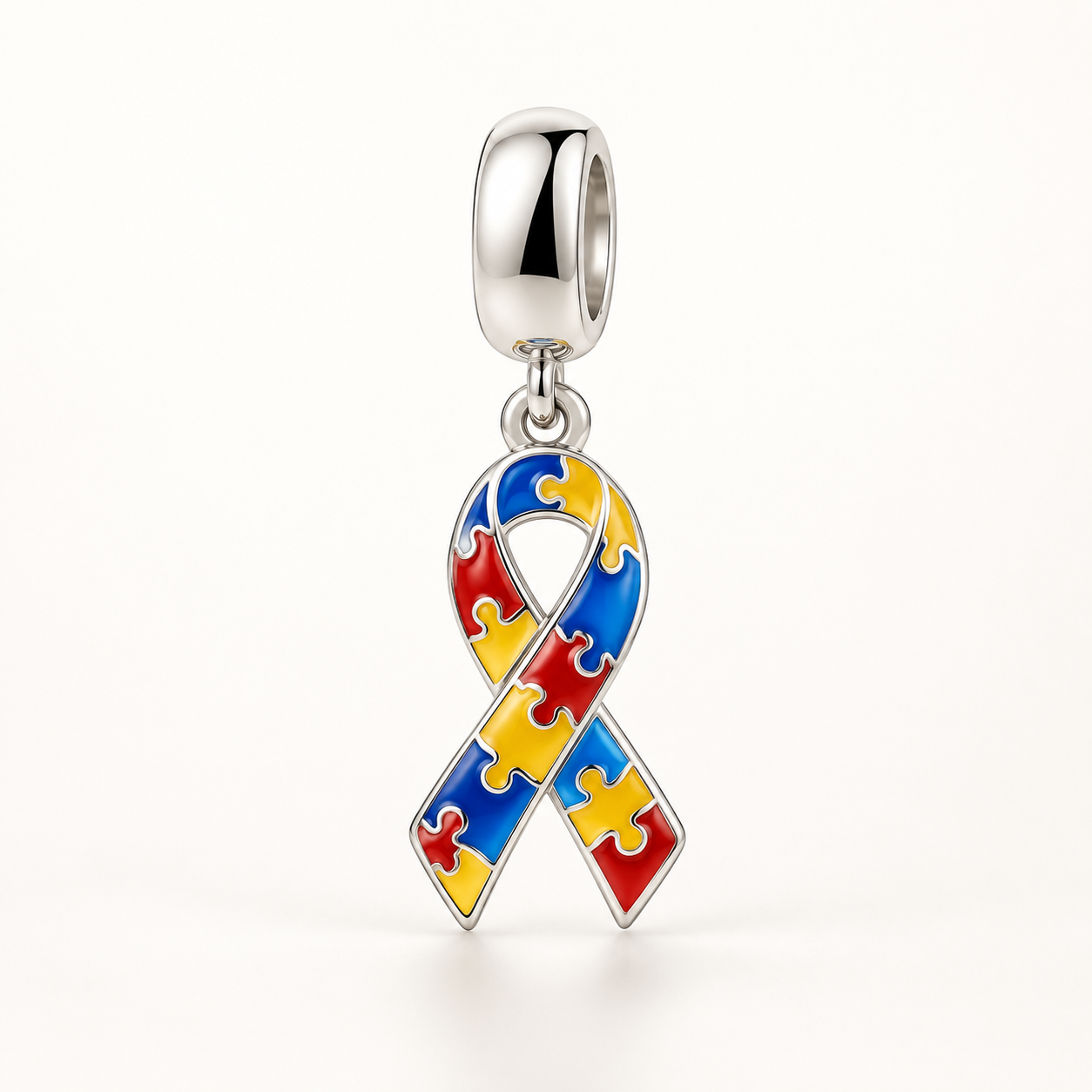 Berloque Fita Puzzle Colorida em Prata 925 – Símbolo de Amor e Inclusão