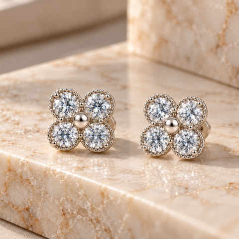 Brinco Flor de Luz Prata com Zircônias